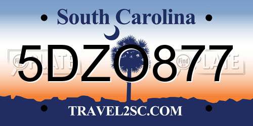 5DZO877 South Carolina License Plate