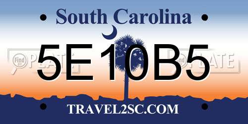 5E10B5 South Carolina License Plate