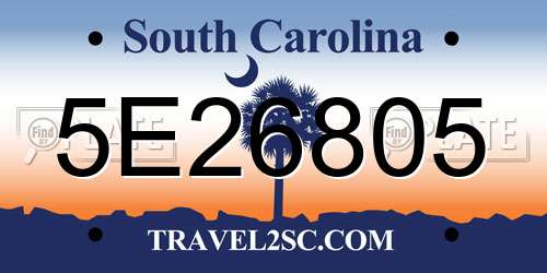 5E26805 South Carolina License Plate