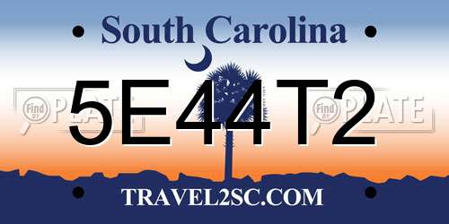 5E44T2 South Carolina License Plate
