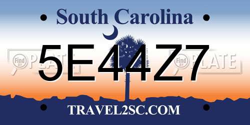 5E44Z7 South Carolina License Plate