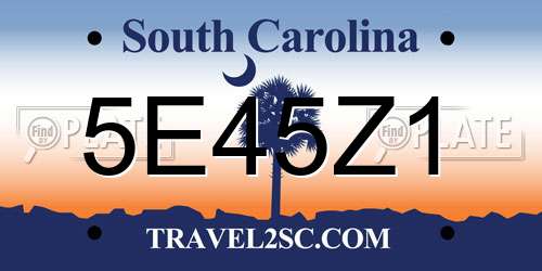 5E45Z1 South Carolina License Plate