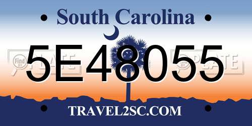 5E48055 South Carolina License Plate