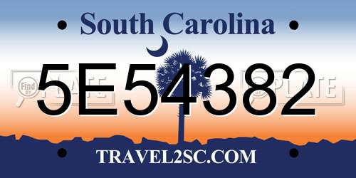 5E54382 South Carolina License Plate