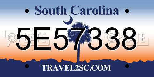 5E57338 South Carolina License Plate