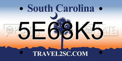 5E68K5 South Carolina License Plate