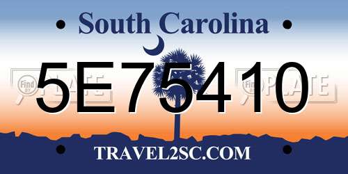 5E75410 South Carolina License Plate