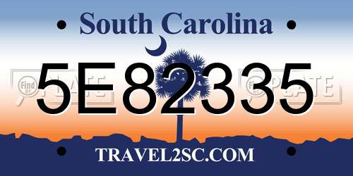 5E82335 South Carolina License Plate