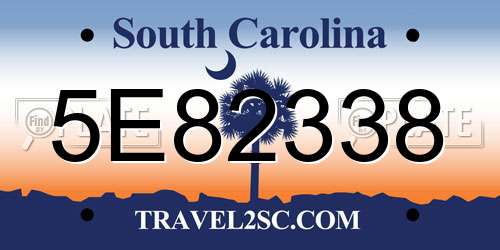 5E82338 South Carolina License Plate