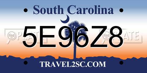 5E96Z8 South Carolina License Plate