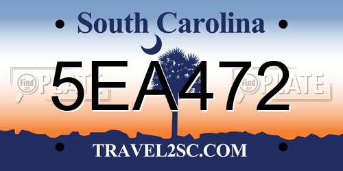 5EA472 South Carolina License Plate
