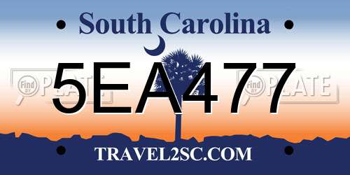 5EA477 South Carolina License Plate
