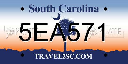 5EA571 South Carolina License Plate