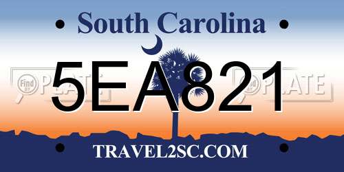 5EA821 South Carolina License Plate