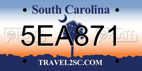 5EA871 South Carolina License Plate