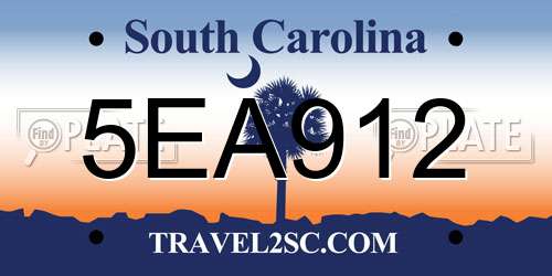5EA912 South Carolina License Plate