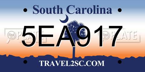 5EA917 South Carolina License Plate