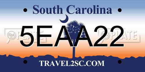 5EAA22 South Carolina License Plate