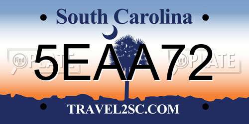 5EAA72 South Carolina License Plate