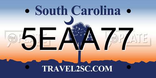 5EAA77 South Carolina License Plate