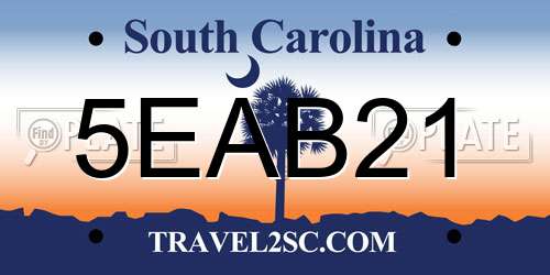 5EAB21 South Carolina License Plate
