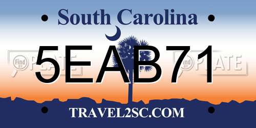 5EAB71 South Carolina License Plate
