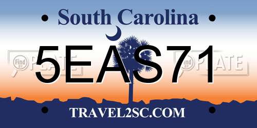 5EAS71 South Carolina License Plate
