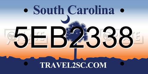 5EB2338 South Carolina License Plate