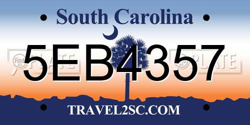 5EB4357 South Carolina License Plate