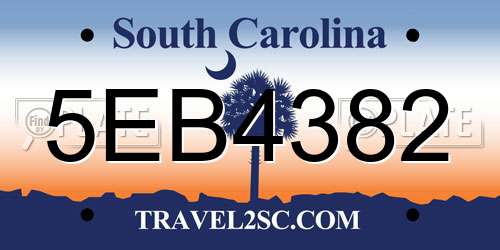 5EB4382 South Carolina License Plate