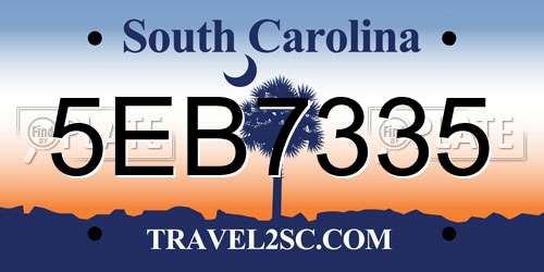 5EB7335 South Carolina License Plate