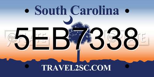5EB7338 South Carolina License Plate