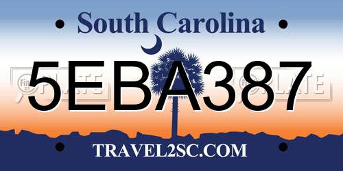 5EBA387 South Carolina License Plate