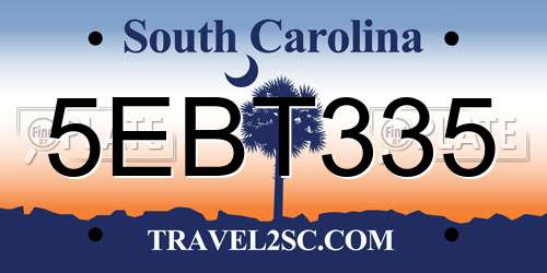 5EBT335 South Carolina License Plate
