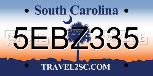 5EBZ335 South Carolina License Plate