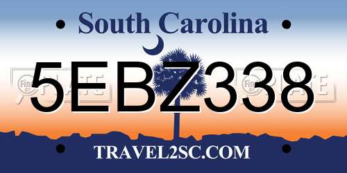 5EBZ338 South Carolina License Plate