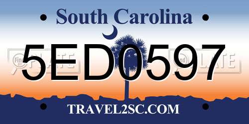 5ED0597 South Carolina License Plate