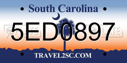 5ED0897 South Carolina License Plate