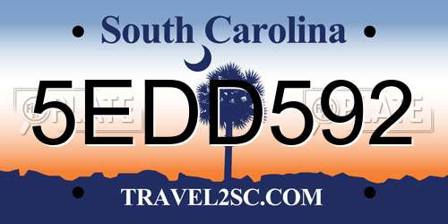 5EDD592 South Carolina License Plate