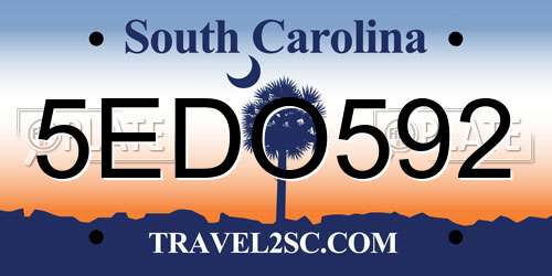 5EDO592 South Carolina License Plate