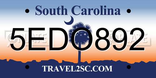 5EDO892 South Carolina License Plate