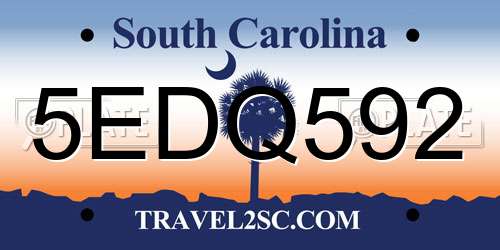 5EDQ592 South Carolina License Plate