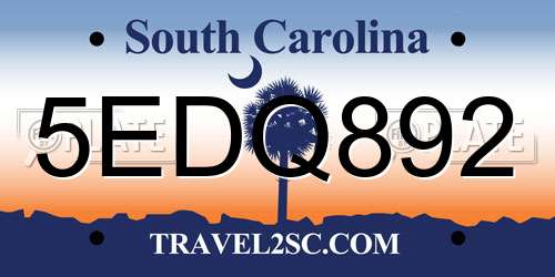 5EDQ892 South Carolina License Plate
