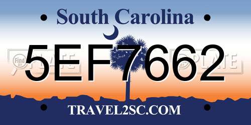 5EF7662 South Carolina License Plate
