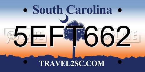 5EFT662 South Carolina License Plate