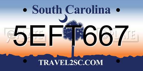 5EFT667 South Carolina License Plate