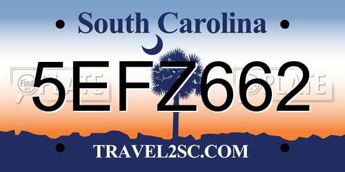 5EFZ662 South Carolina License Plate