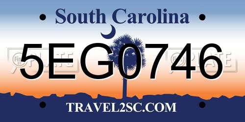 5EG0746 South Carolina License Plate
