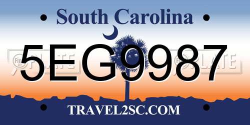 5EG9987 South Carolina License Plate