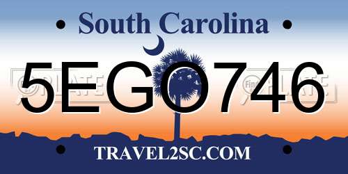 5EGO746 South Carolina License Plate